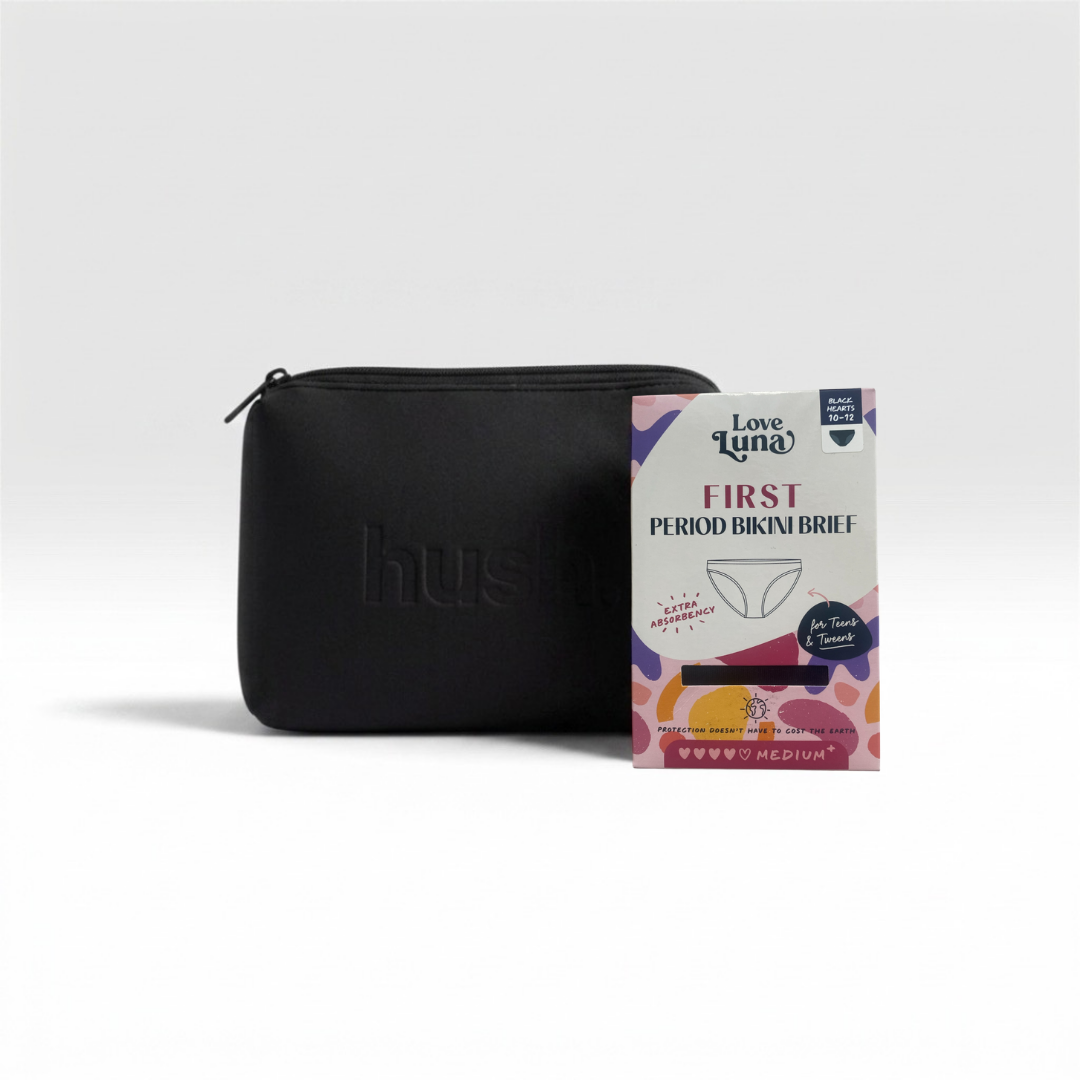 Ultimate First Period Kit + Essentials + Wet Bag + Black Pouch  + Period underwear COMING SOON